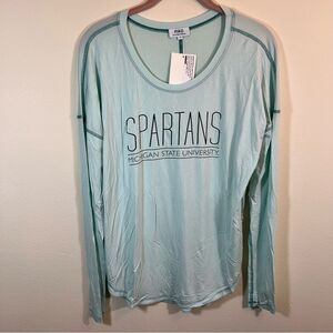 Piko Women’s Aqua Michigan State Spartans Bamboo Long Sleeve Top Medium NWT